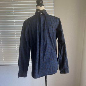 Men's Apt. 9 Long Sleeve Blue and Black Dress Shirt - Size Med Slim